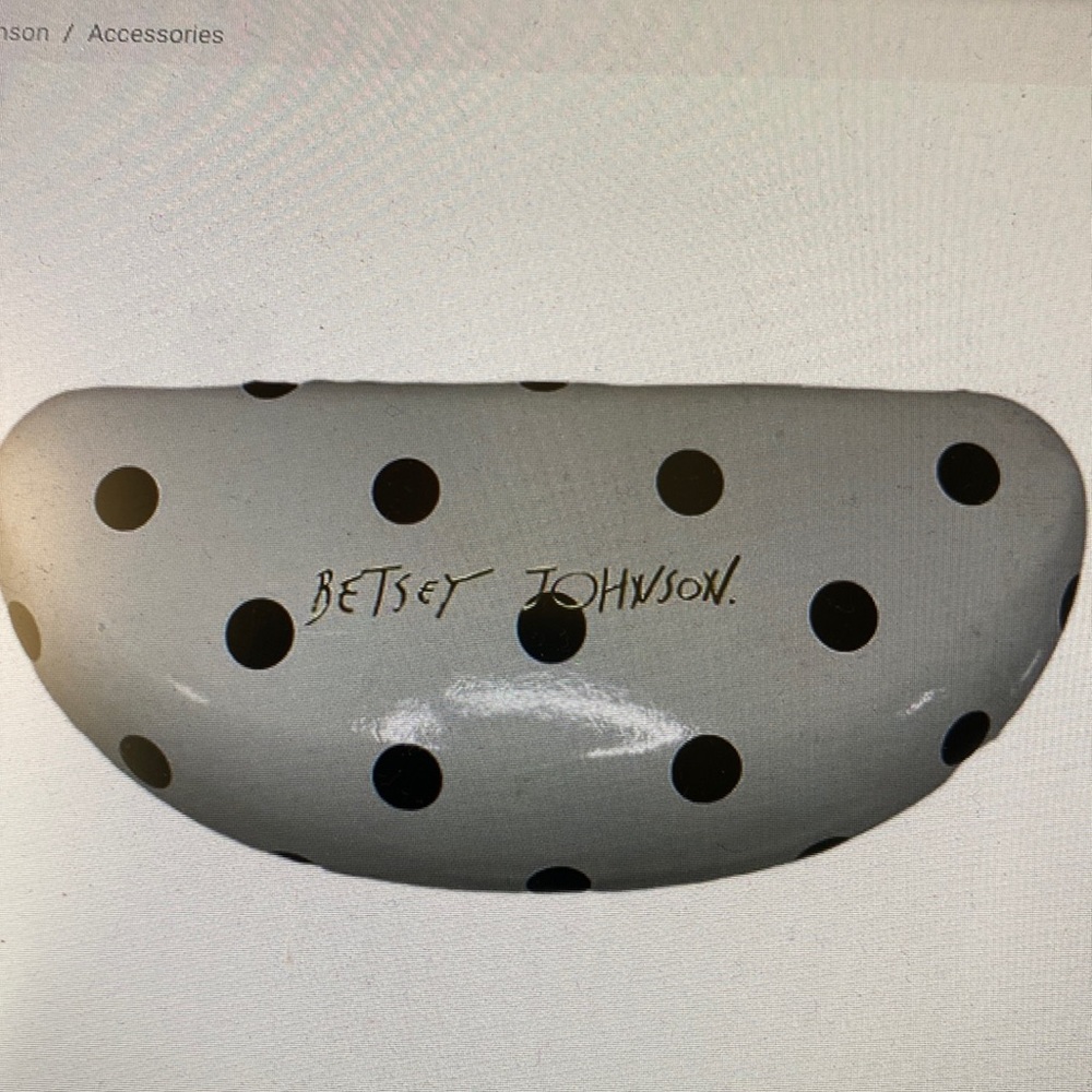 Betsy Johnson Eyeglass Clamshell Case Black/White Polka Dot Design